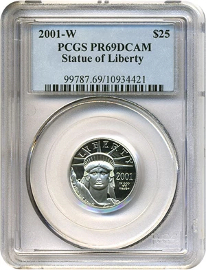 image for: 2001-W $25 Platinum Eagle PCGS Proof 69 DCameo