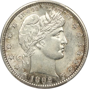 image for: 1892-S 25c PCGS AU58
