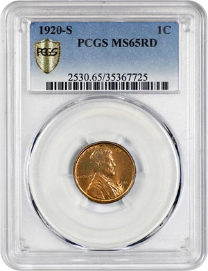 image for: 1920-S 1c PCGS MS65 RD