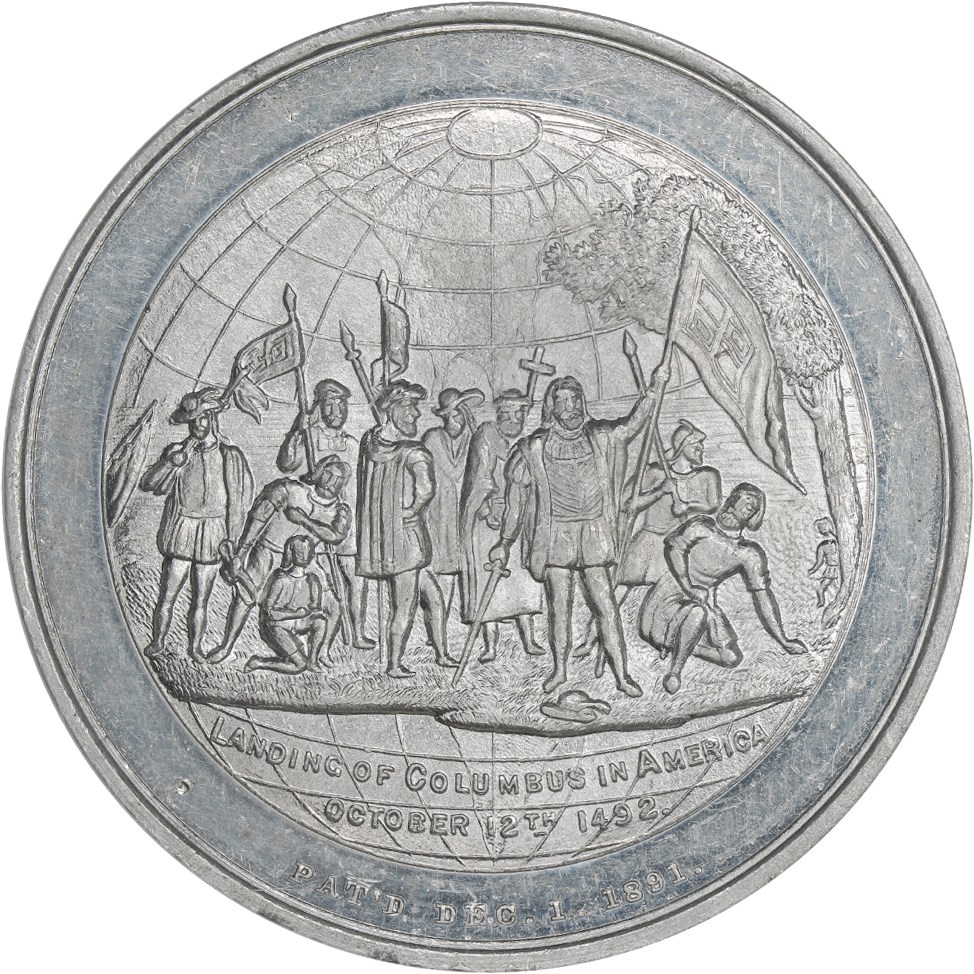 image for: 1892-3 Columbian Expo, World Globe, Aluminum SC$1 NGC MS61 (HK-174)