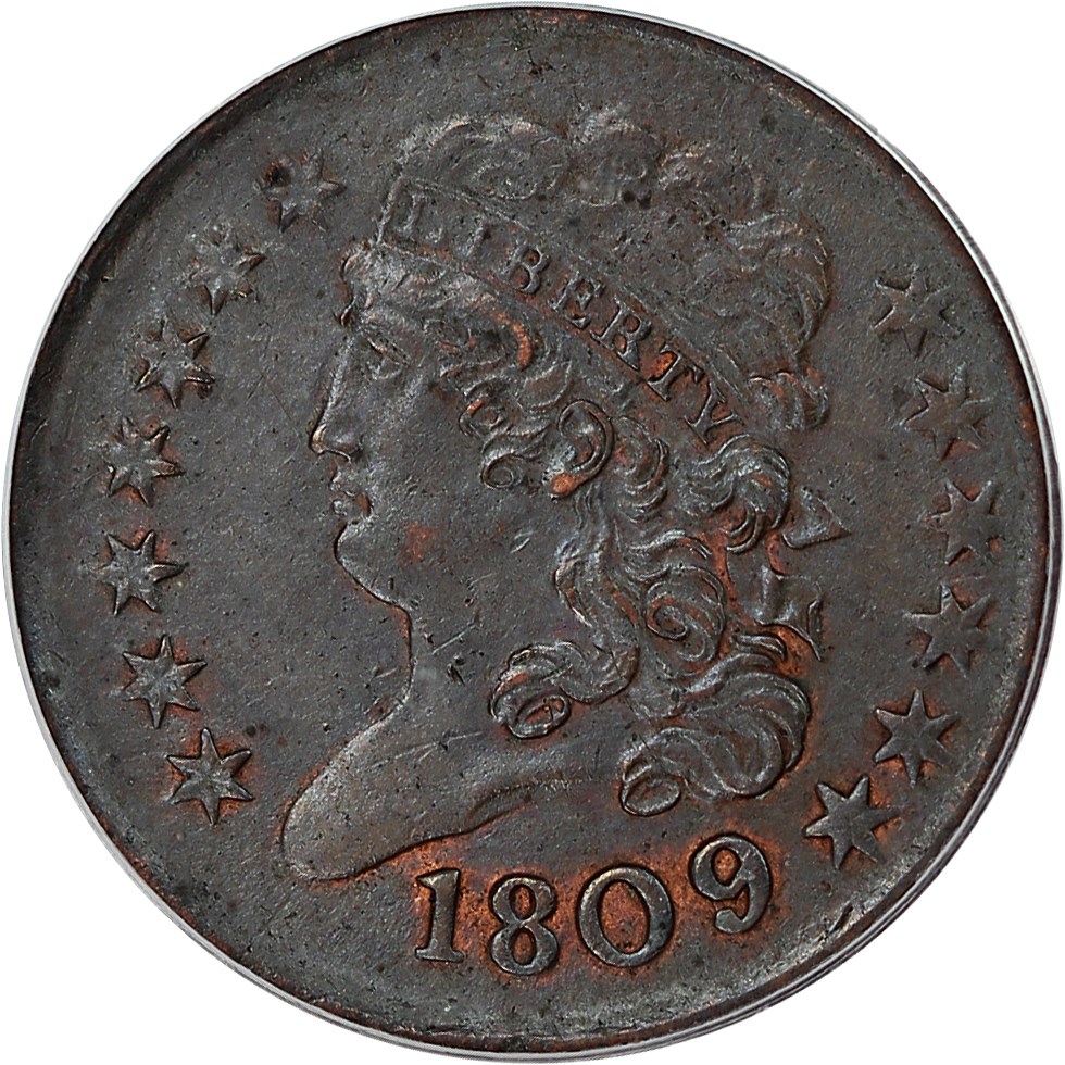 image for: 1809/6 1/2c PCGS AU50 (9 over Inverted 9)