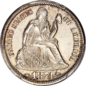 image for: 1874-S 10c PCGS MS62 (Arrows)