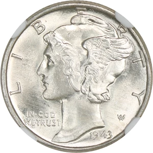 image for: 1943 10c NGC MS66