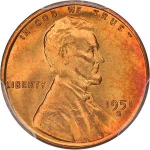 image for: 1951-S 1c PCGS MS67 RD