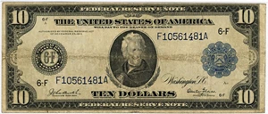 image for: FR. 925 1914 Blue Seal $10 Atlanta PMG Fine 15
