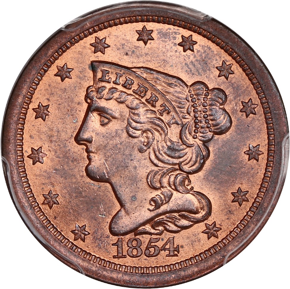 image for: 1854 1/2c PCGS/CAC MS63 RB