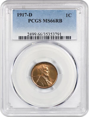 image for: 1917-D 1c PCGS MS66 RB