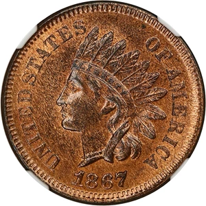 image for: 1867 1c NGC MS64 RB