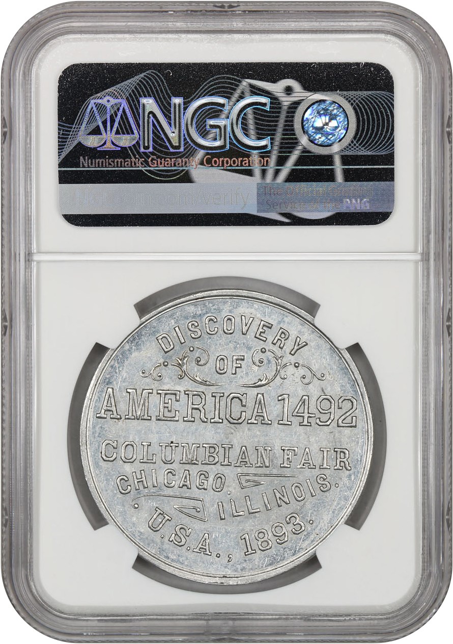 image for: 1892-3 Columbian Expo, Discovery, Aluminum SC$1 NGC AU58 (HK-158)
