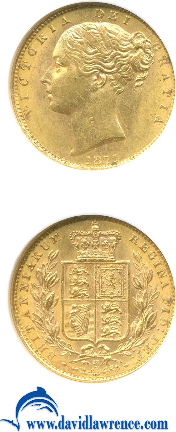 image for: Great Britain: 1871 Sov Shield NGC MS62 (KM-736.2)