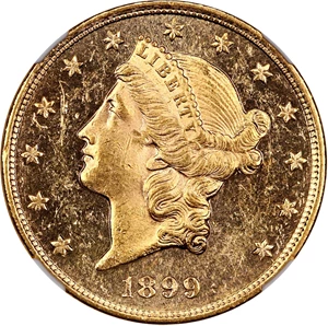 image for: 1899-S $20 NGC/CAC MS61 PL