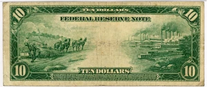 image for: FR. 925 1914 Blue Seal $10 Atlanta PMG Fine 15