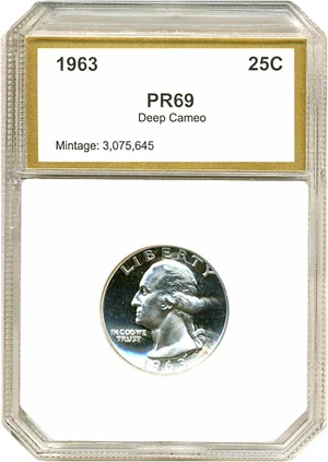 image for: 1963 25c PCI Proof 69 DCameo