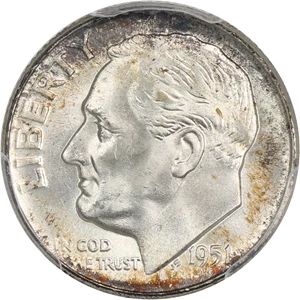 image for: 1951-D 10c PCGS MS67 FB