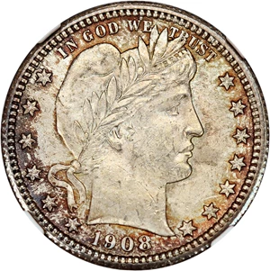 image for: 1908 25c NGC MS63