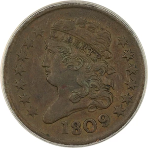 image for: 1809 1/2c ANACS XF40