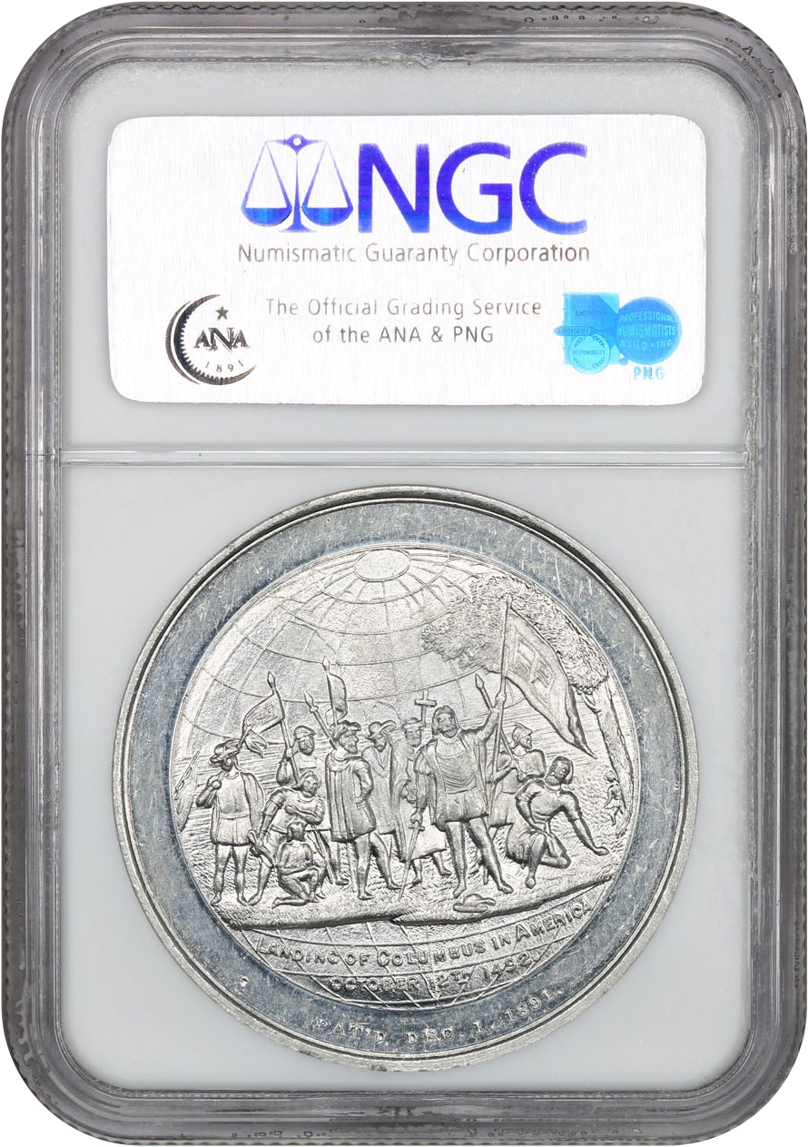 image for: 1892-3 Columbian Expo, World Globe, Aluminum SC$1 NGC MS61 (HK-174)