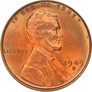 image for: 1949-S 1c ANACS MS67 RD