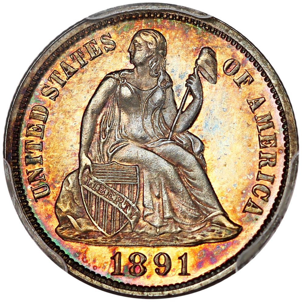 image for: 1891 10c PCGS/CAC Proof 66 ex: D.L. Hansen