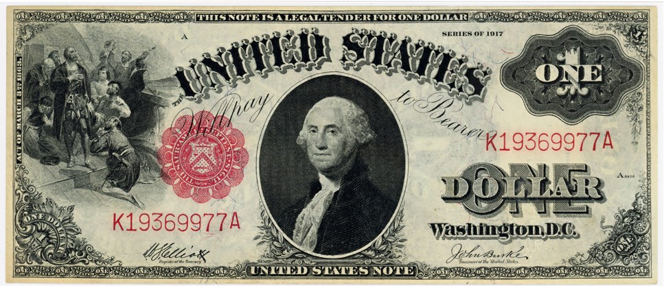 image for: FR. 37 1917 $1 Legal Tender PMG Choice Unc 63 EPQ (Minor Toning)