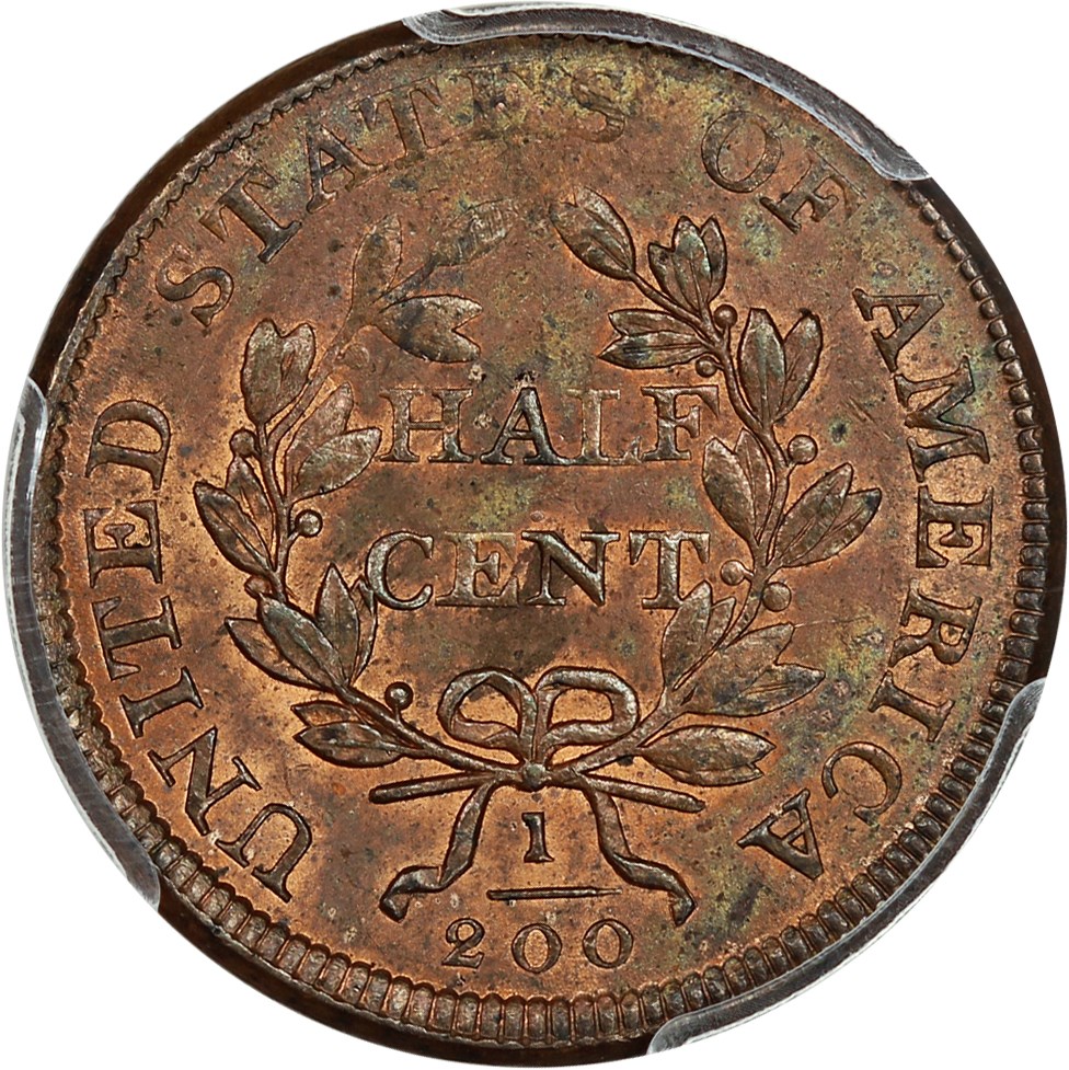 image for: 1806 1/2c PCGS/CAC MS63 RB (Large 6, Stems) ex: D.L. Hansen