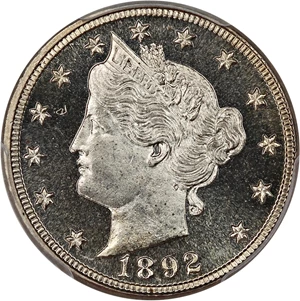 image for: 1892 5c PCGS Proof 66 CAM ex: D.L. Hansen