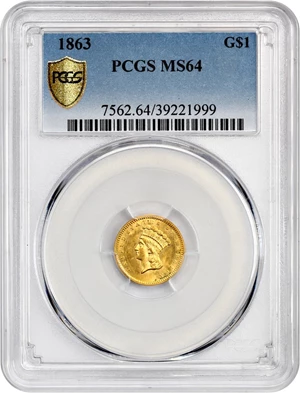 image for: 1863 G$1 PCGS MS64