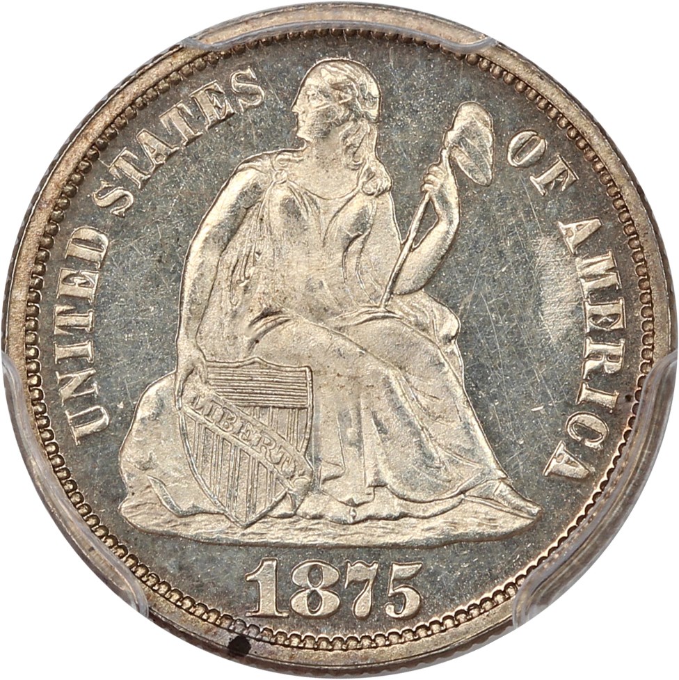 image for: 1875 10c PCGS Proof 64 CAM ex: D.L. Hansen