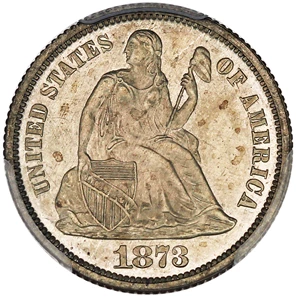 image for: 1873 10c PCGS Proof 63 (No Arrows, Closed 3) ex: D.L. Hansen