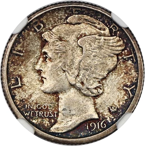 image for: 1916-S Mercury 10c NGC MS65 FB