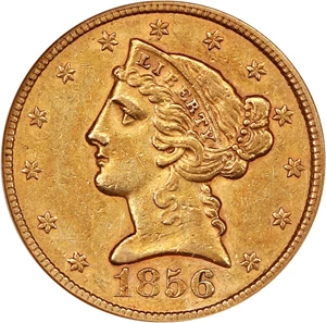 image for: 1856 $5 NGC AU55