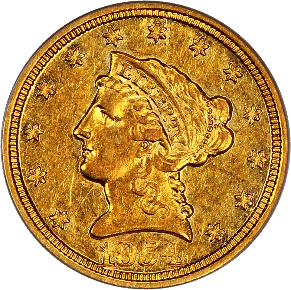 image for: 1854-O $2 1/2 PCGS AU55