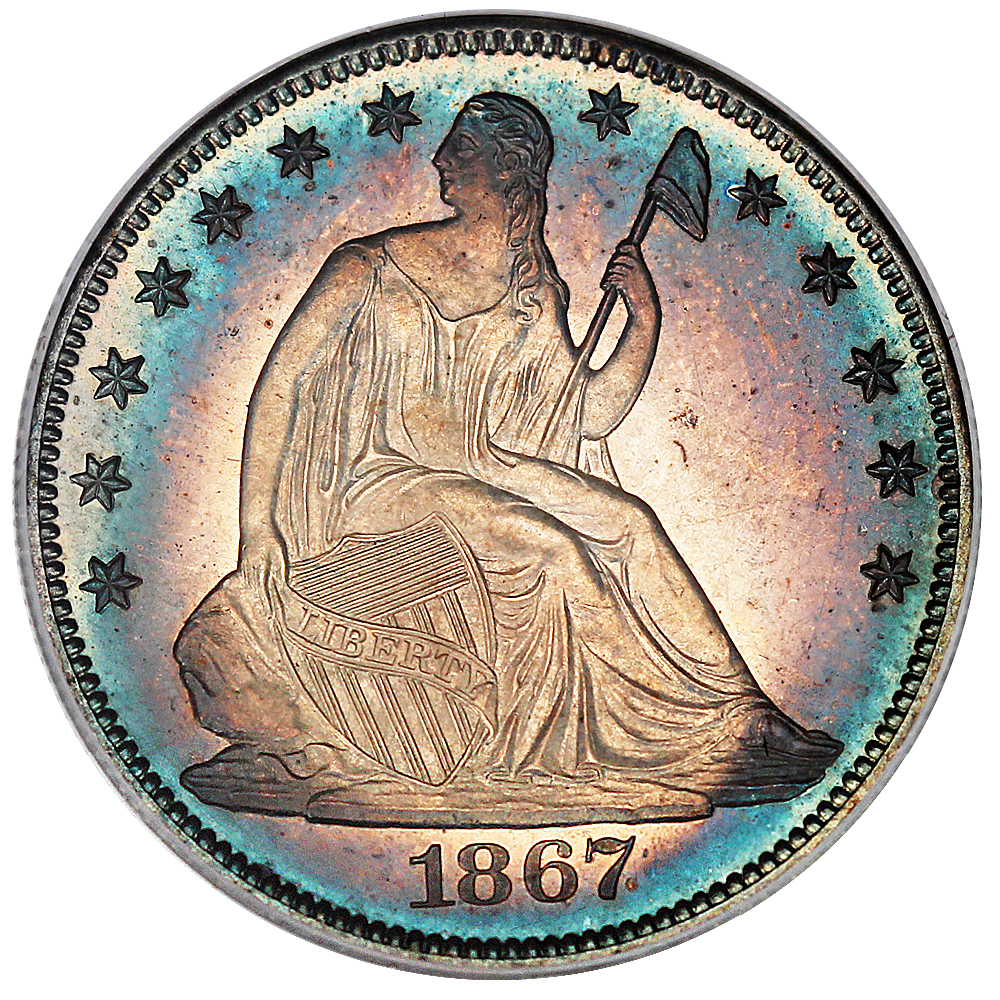 image for: 1867 50c PCGS/CAC Proof 65 CAM