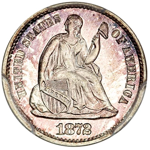 image for: 1872-S H10c PCGS MS66 (Mintmark Above Wreath)