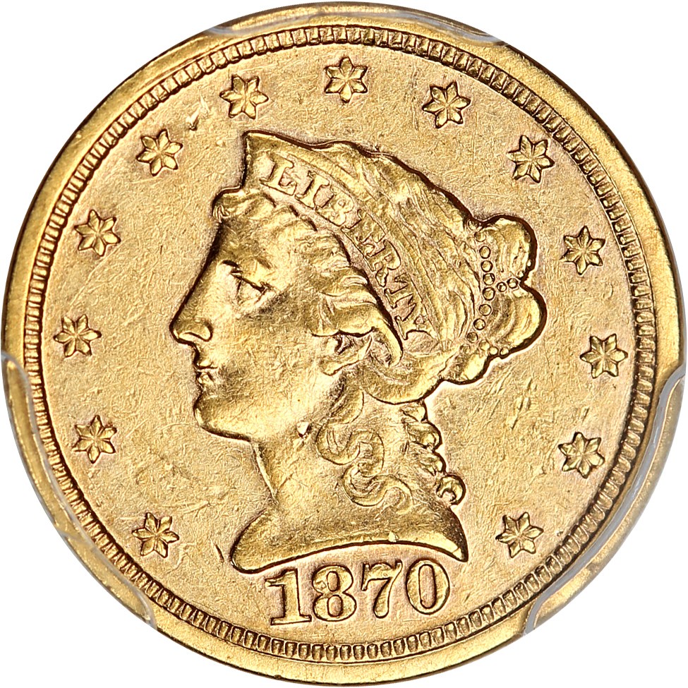 image for: 1870-S $2 1/2 PCGS XF45