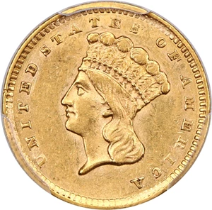 image for: 1856 G$1 PCGS AU58 (Slanted 5)