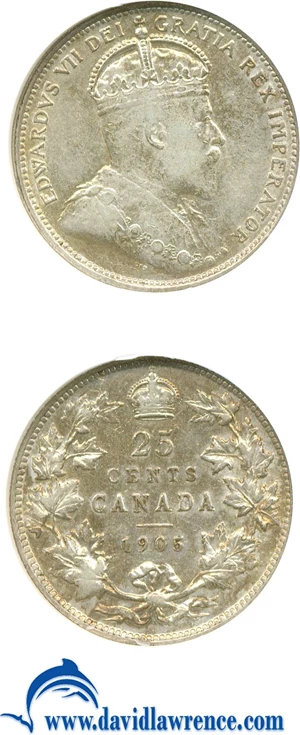 image for: Canada: 1905 25C ANACS XF45