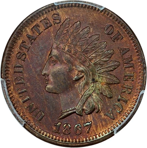 image for: 1867 1c PCGS/CAC MS65 RB