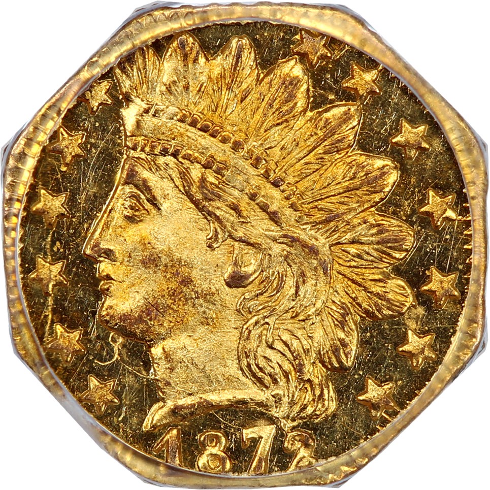 image for: 1872/1 Cal. Gold 25c PCGS MS63 (BG-790)