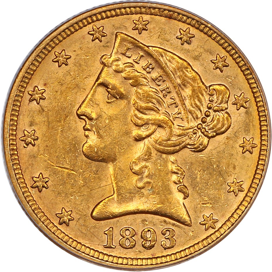image for: 1893-O $5 PCGS AU58