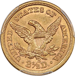 image for: 1867-S $2 1/2 PCGS MS62