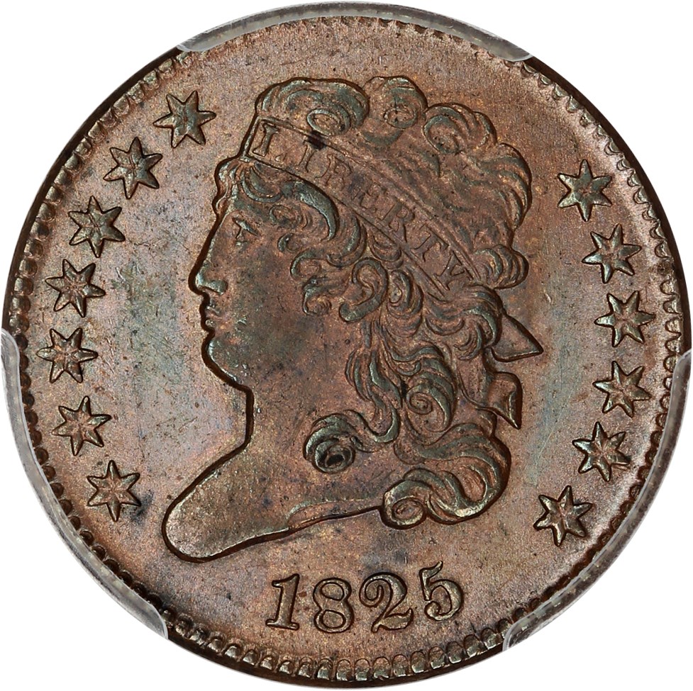 image for: 1825 1/2c PCGS/CAC MS63 BN ex: D.L. Hansen