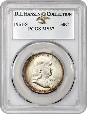 image for: 1951-S 50c PCGS MS67 ex: D.L. Hansen