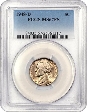 image for: 1948-D 5c PCGS MS67 FS