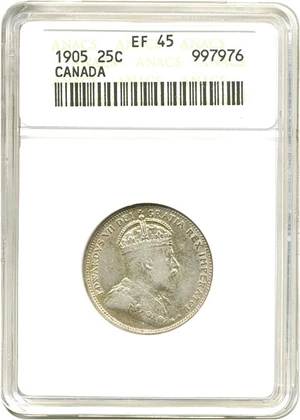 image for: Canada: 1905 25C ANACS XF45