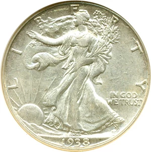image for: 1938-D 50c ANACS AU55 Details (Scatched)