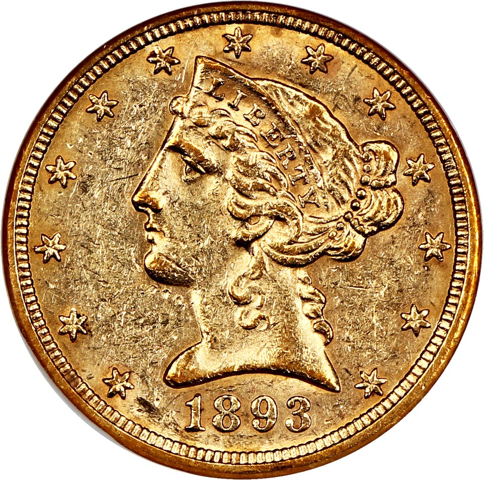 image for: 1893-O $5 NGC AU58