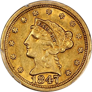image for: 1847-O $2 1/2 PCGS AU53