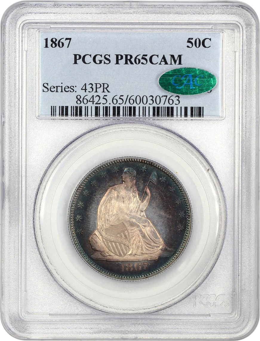 image for: 1867 50c PCGS/CAC Proof 65 CAM