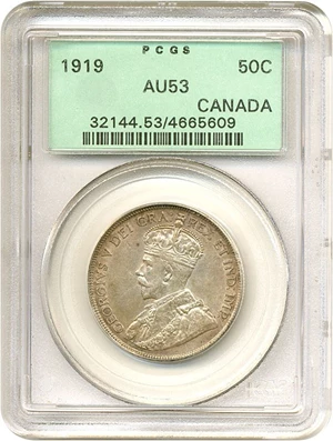 image for: Canada: 1919 50C PCGS AU53